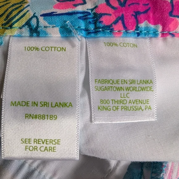 Lilly Pulitzer Blue Floral Print Bermuda Shorts with Pink & Green Accents - Picture 9 of 10